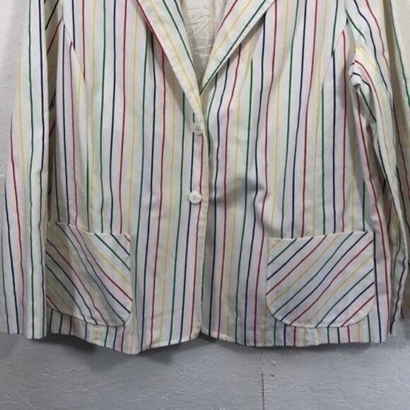 Striped Blazer Jacket Career Casual Colorful Spring Summer Coat - Picture 4 of 13